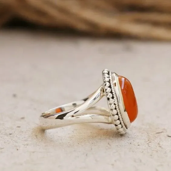 Natural Carnelian Handmade 925 Sterling Silver Designer Ring