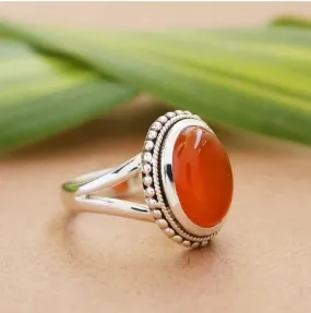 Natural Carnelian Handmade 925 Sterling Silver Designer Ring