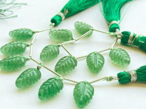 Natural Green Strawberry Quartz Leaf carved Beads