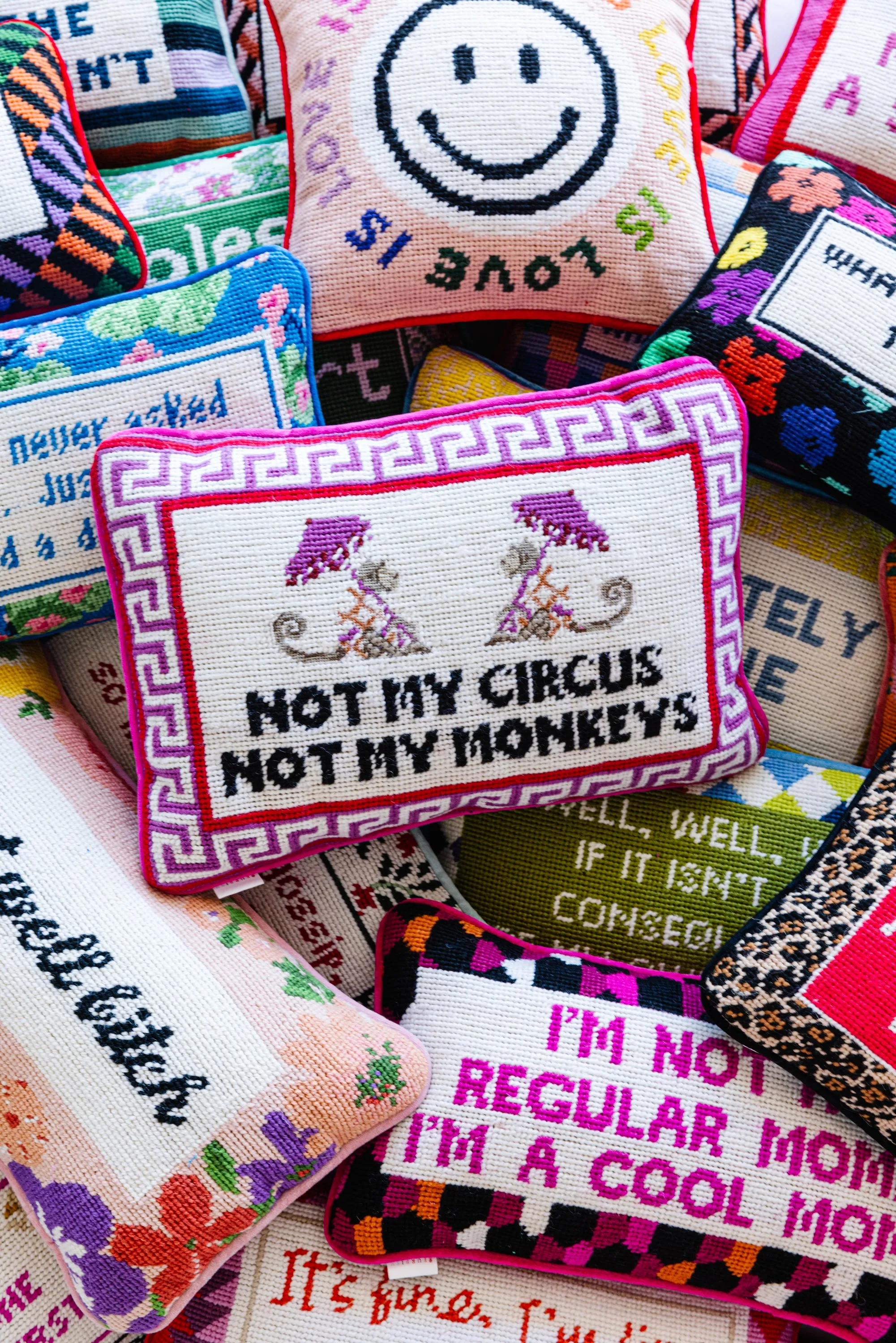 Not My Circus Needlepoint Pillow