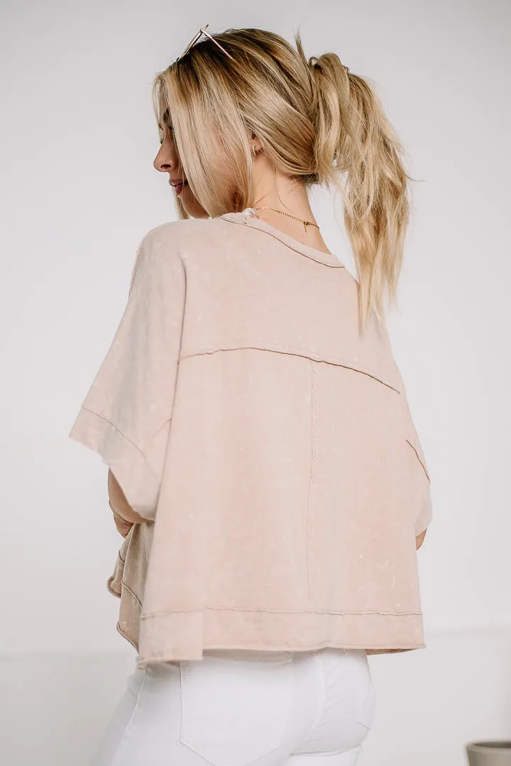 On The Casual Side Cropped Pocket Top | Blush