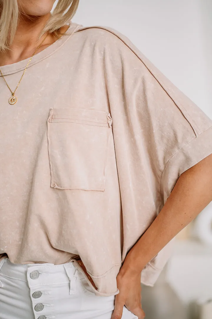 On The Casual Side Cropped Pocket Top | Blush