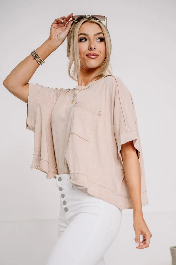 On The Casual Side Cropped Pocket Top | Blush