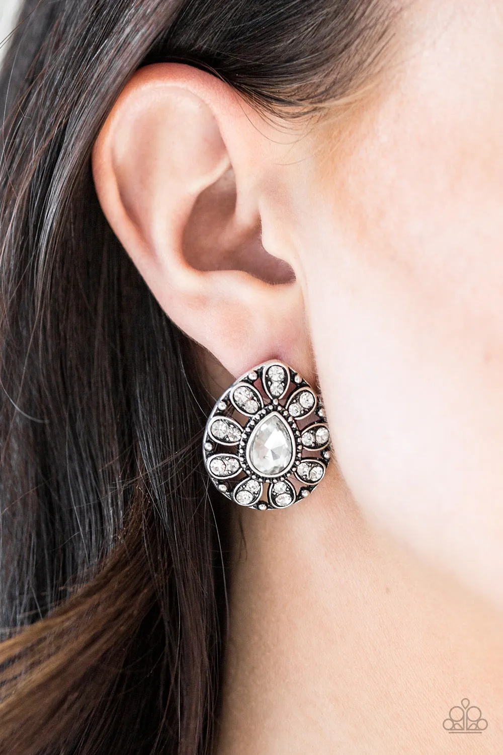 Paparazzi Earring ~ Treasure Retreat - White Post Studs