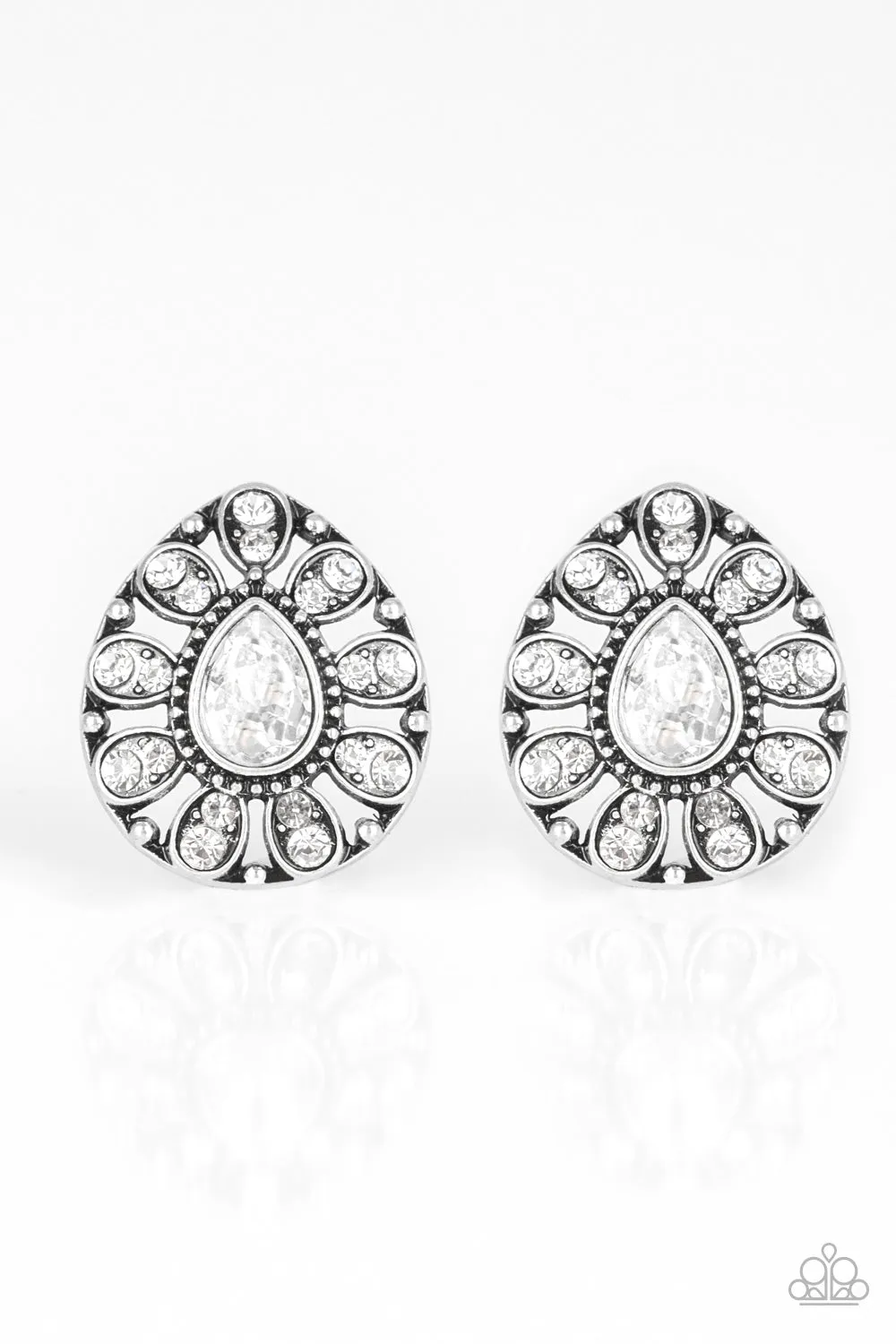 Paparazzi Earring ~ Treasure Retreat - White Post Studs