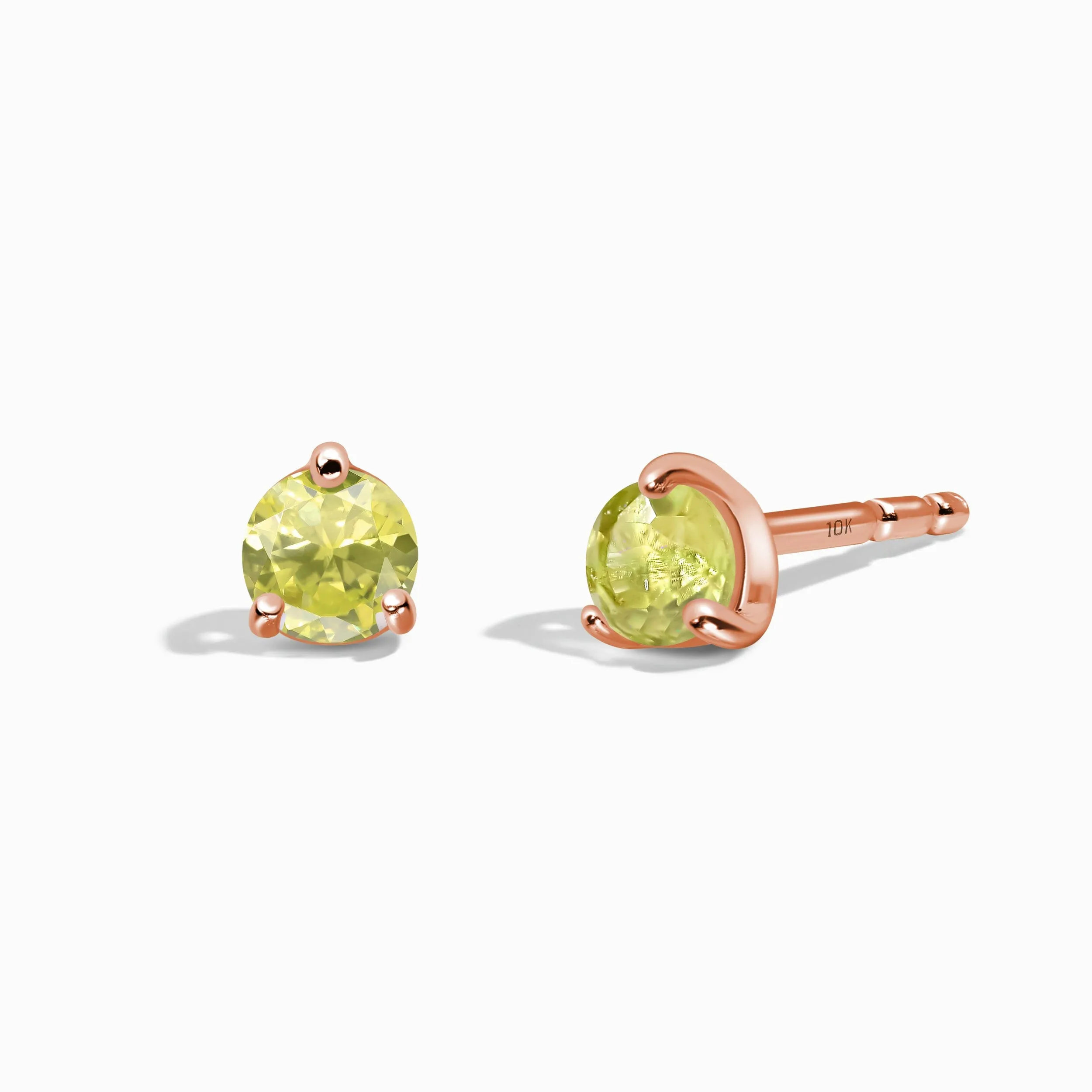 Peridot Solid Round Studs - August Birthstone