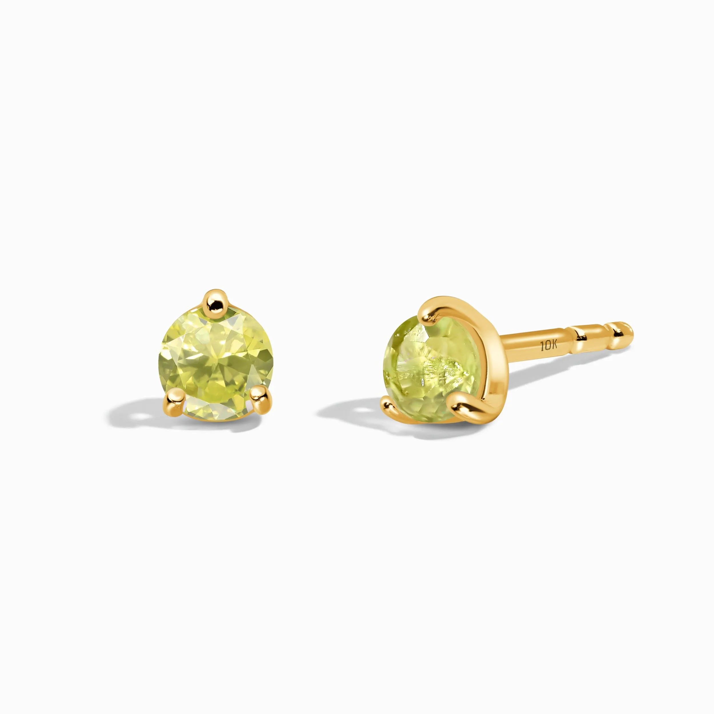 Peridot Solid Round Studs - August Birthstone