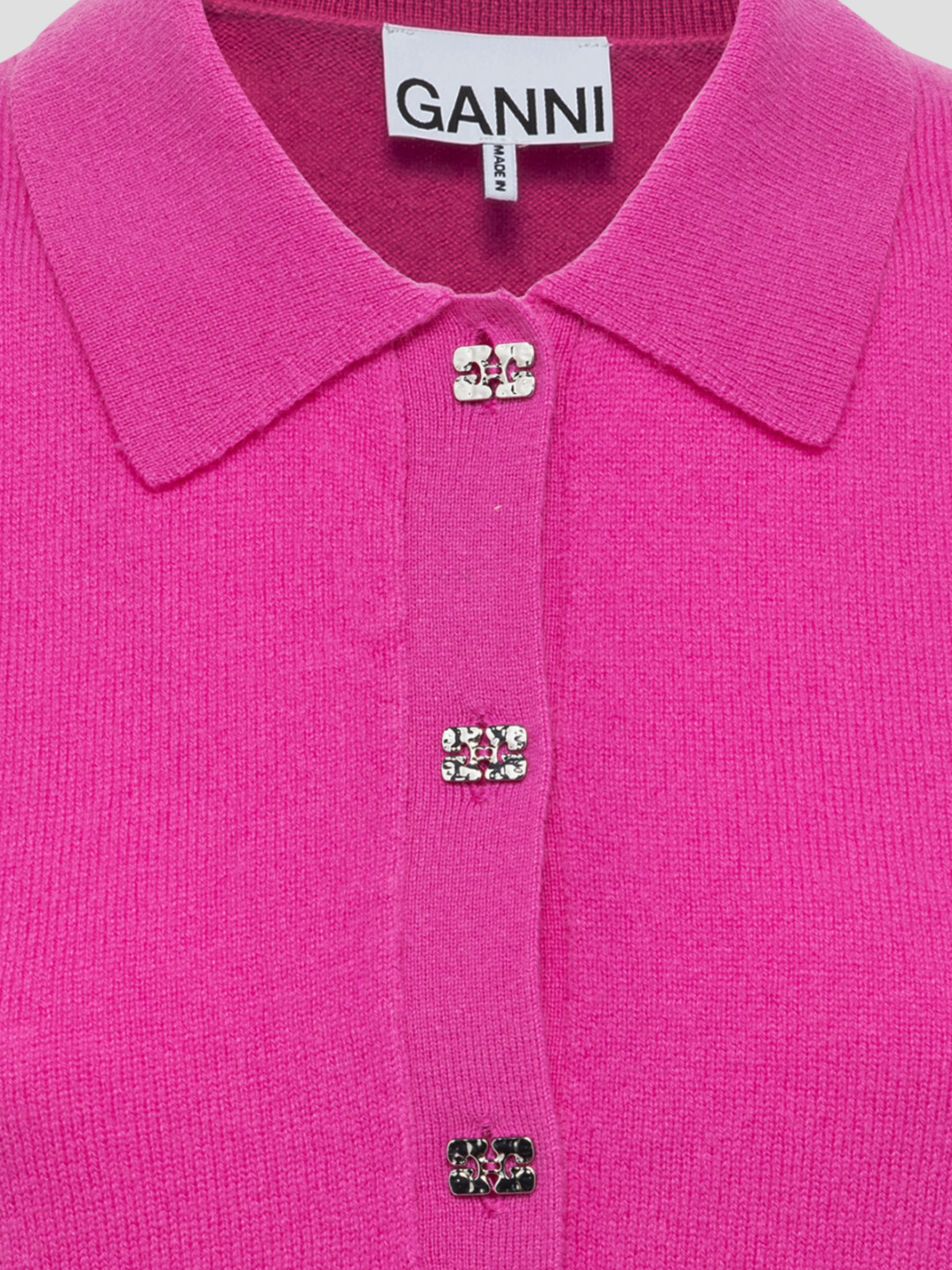 Pink Cashmere Mix Sleeveless Polo Knit