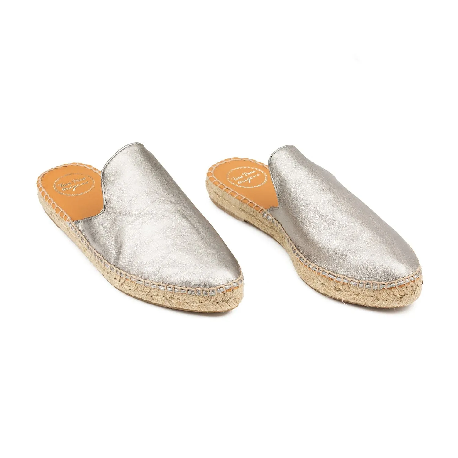 Plain Leather Mules Style Espadrille for Women - Ona-P