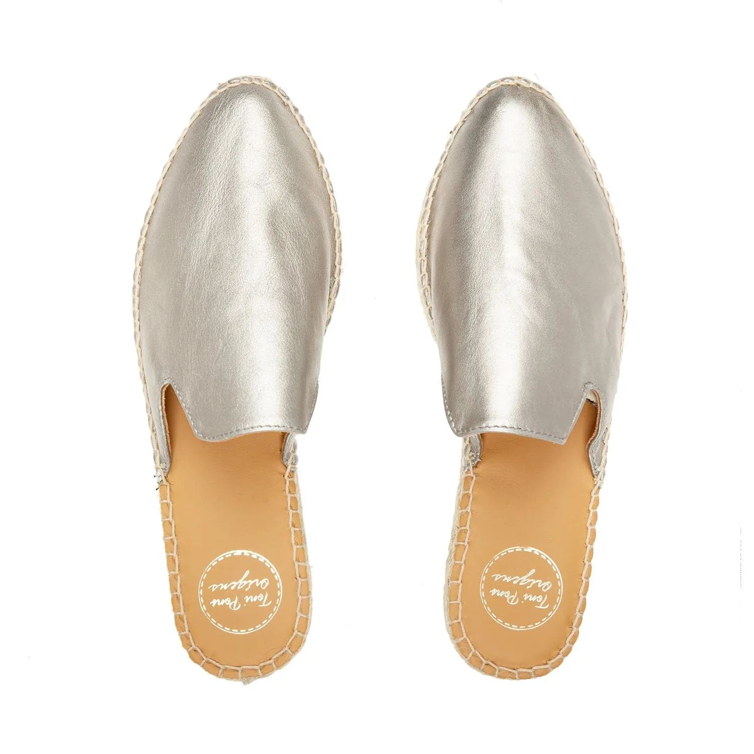 Plain Leather Mules Style Espadrille for Women - Ona-P