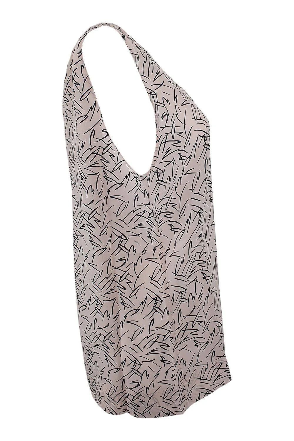 PLAN C Pale Pink Geometric Print Vest Top 100% Silk (42)