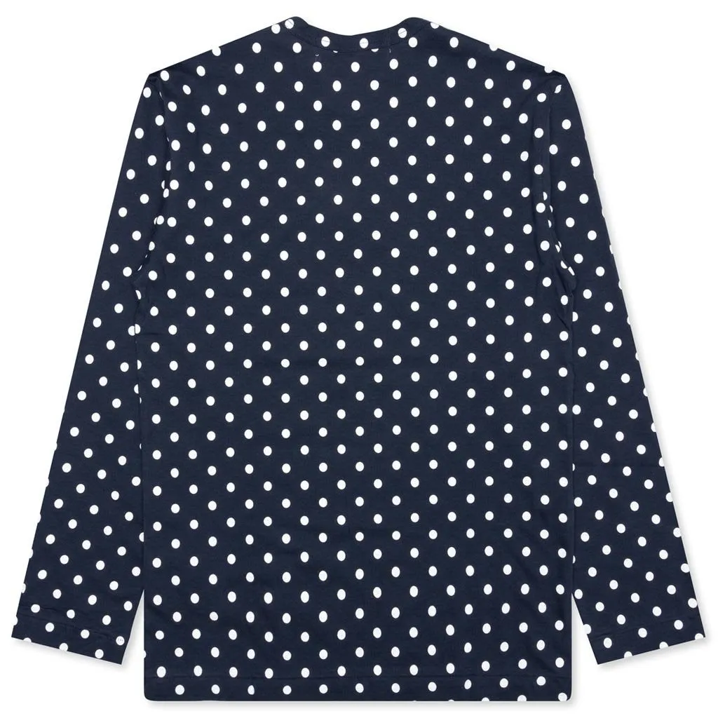 Polka Dot L/S T-Shirt - Navy