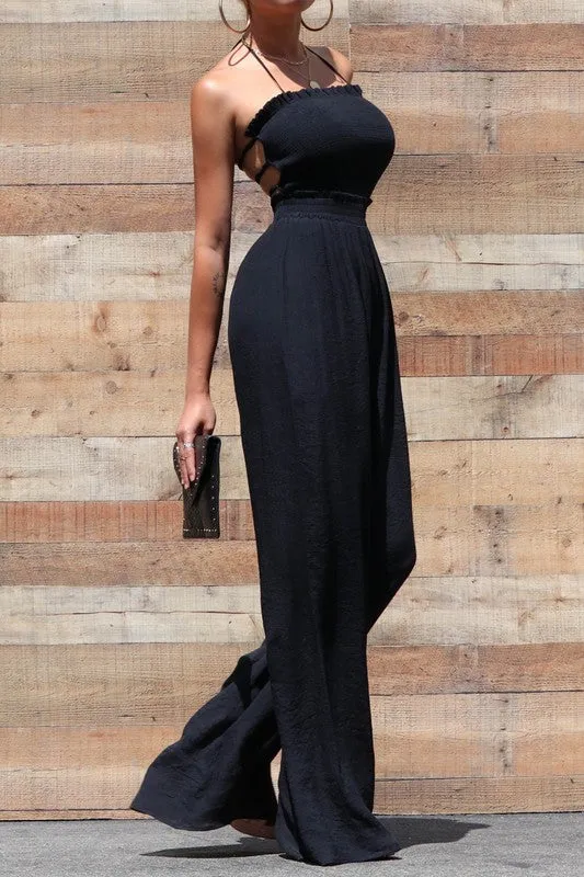 Rachel Wide Leg Jumpsuit (Black)