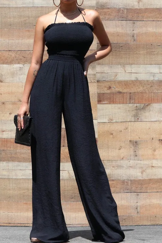 Rachel Wide Leg Jumpsuit (Black)