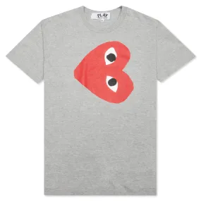 Red Sideways Heart Tee - Grey