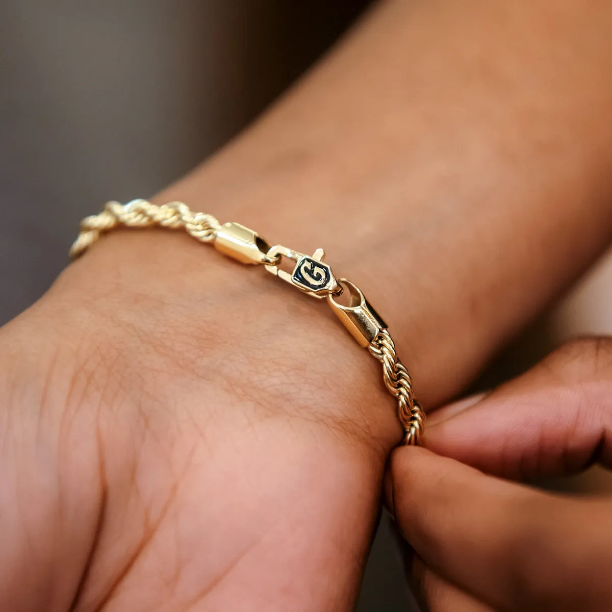 Rope Bracelet in Yellow Gold- 4mm