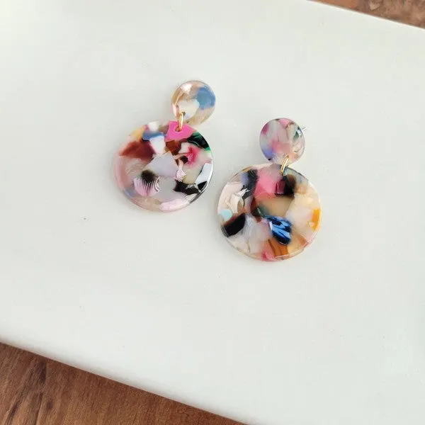 Round Drop Earrings - Multicolor