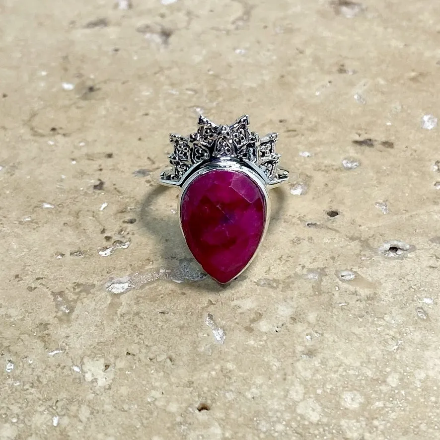 Ruby Quartz Teardrop RIng - Aditi