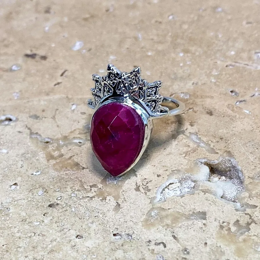 Ruby Quartz Teardrop RIng - Aditi