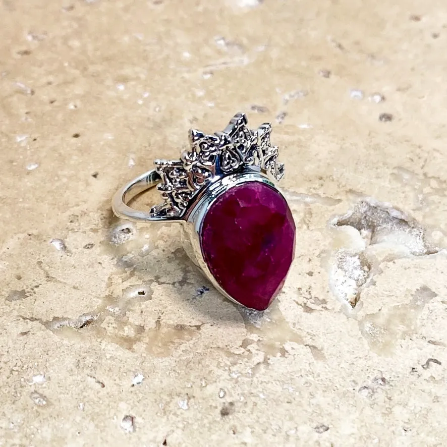 Ruby Quartz Teardrop RIng - Aditi