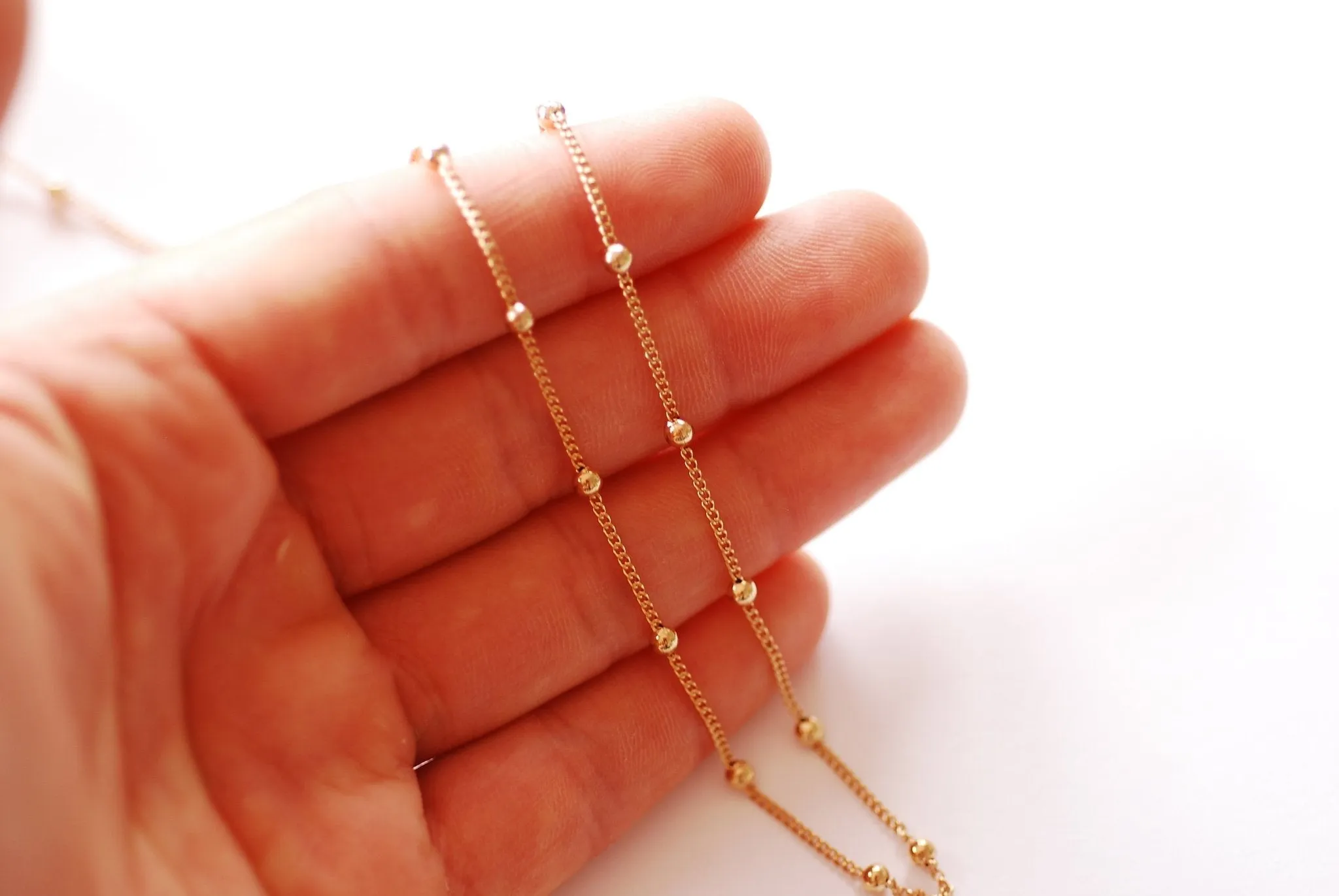 Satellite Chain Chain | 18K Gold Plated over Brass | Pay per Foot Ball Bead Curb Cable Chain Wholesale B304