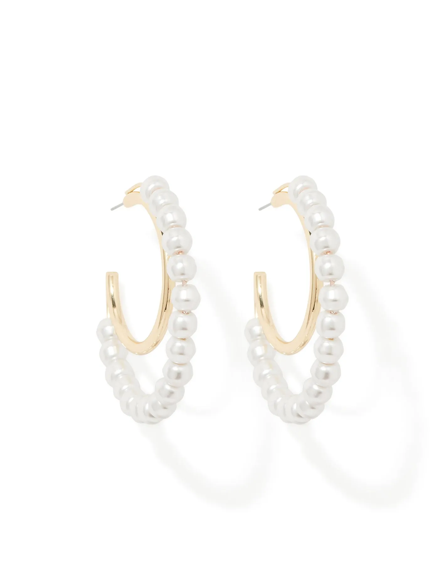 Signature Gaia Pearl And Metal Hoop Earrings