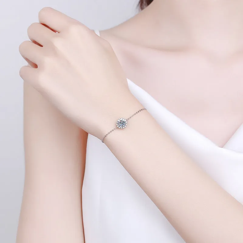 Simple Round Moissanite Bracelet for Women