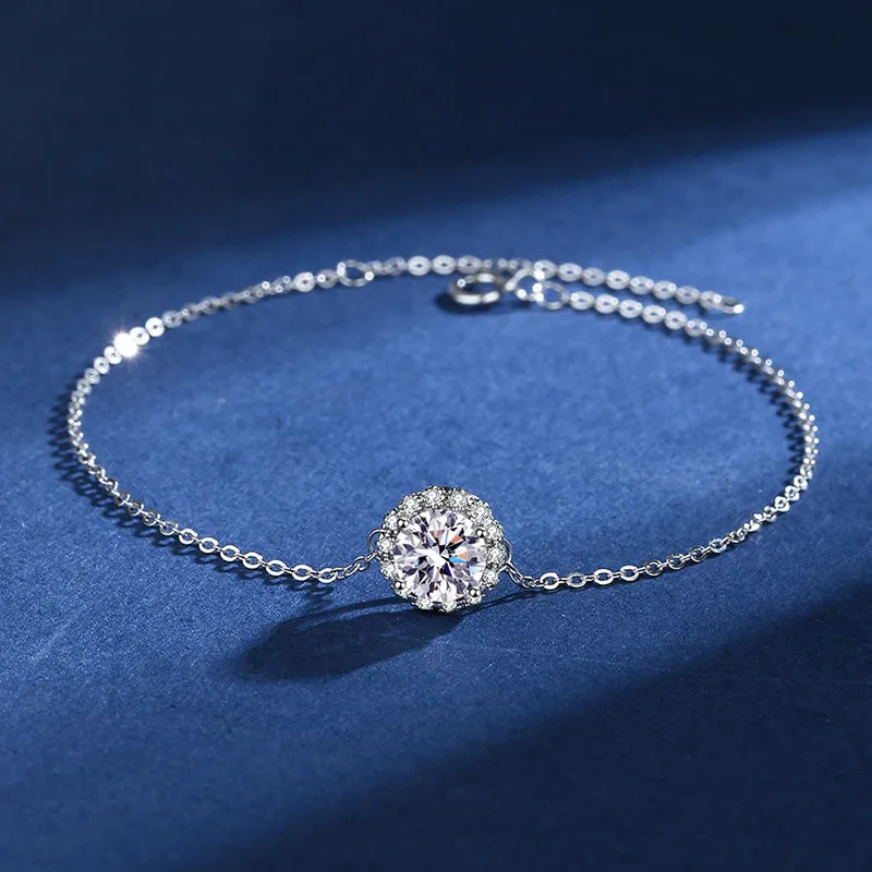 Simple Round Moissanite Bracelet for Women