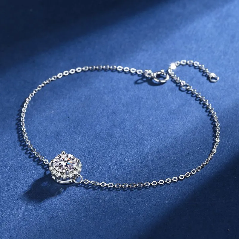 Simple Round Moissanite Bracelet for Women