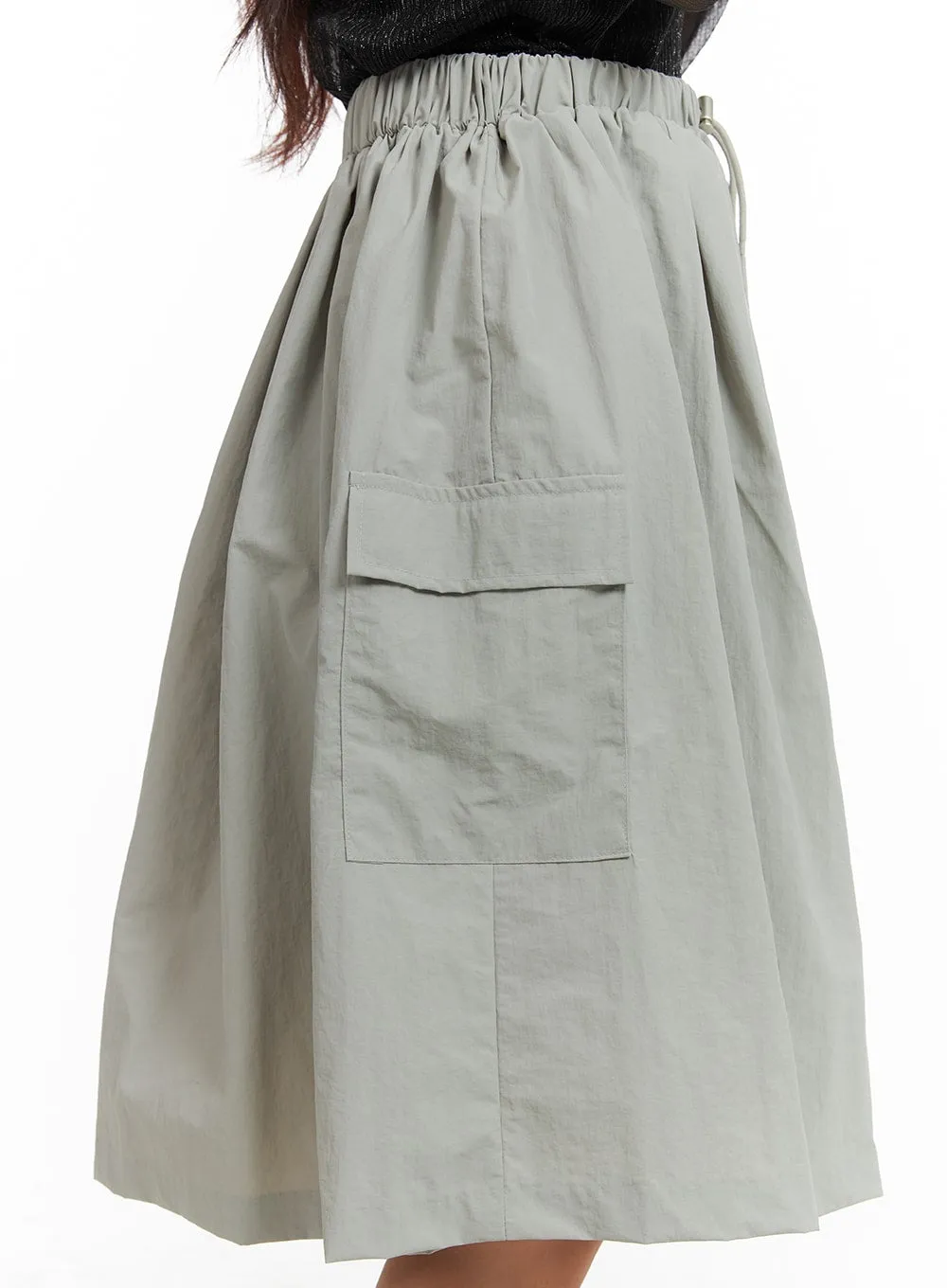 Solid Flare Cargo Midi Skirt CM425