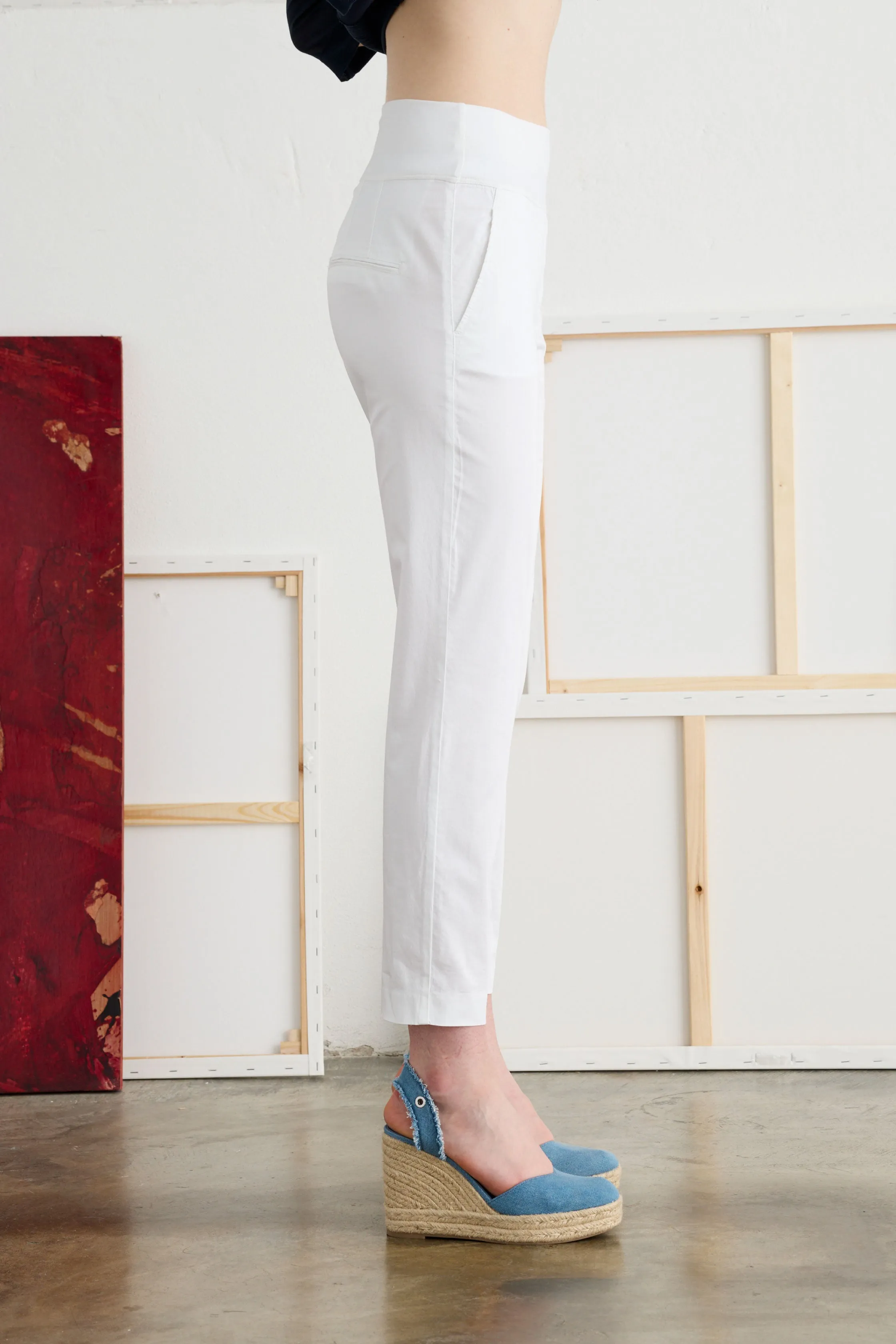 Stretch Satin Chino Trousers with Comfort Waist Garment-Dyed 062U 6700