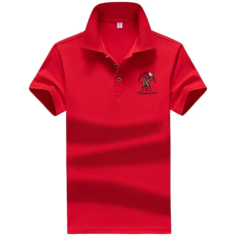 Summer new Men embroidery synthetic fiber Fabric polo shirt