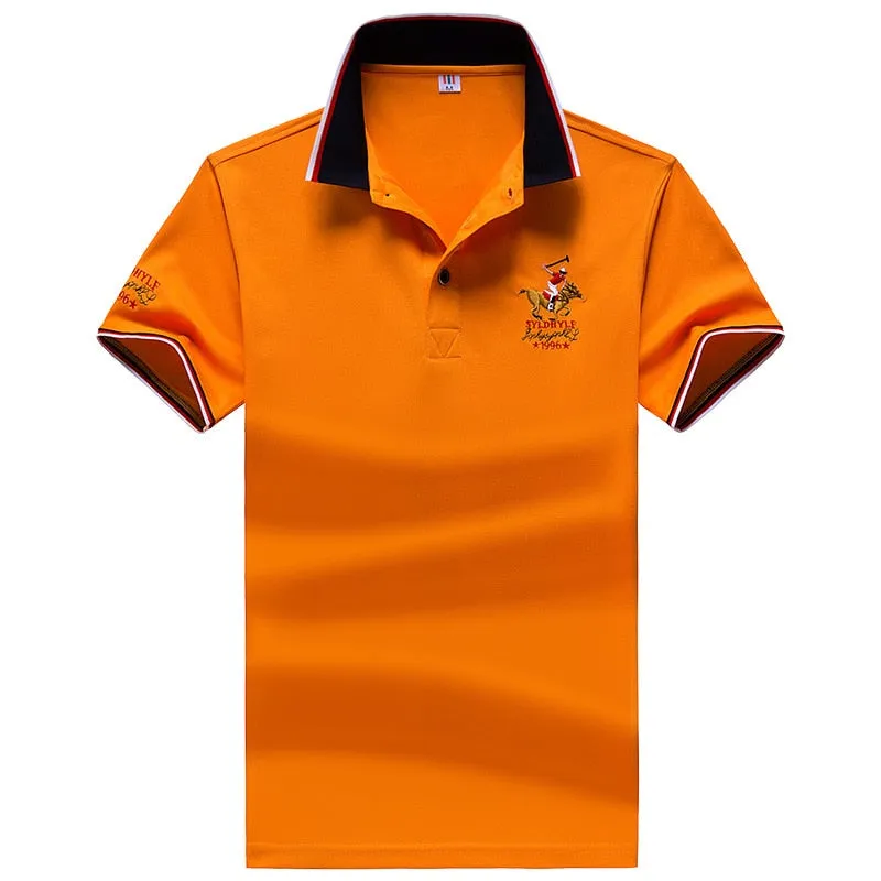 Summer new Men embroidery synthetic fiber Fabric polo shirt