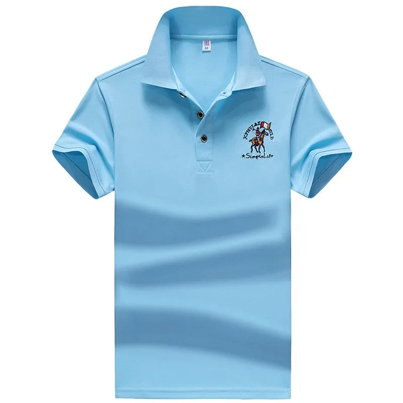 Summer new Men embroidery synthetic fiber Fabric polo shirt