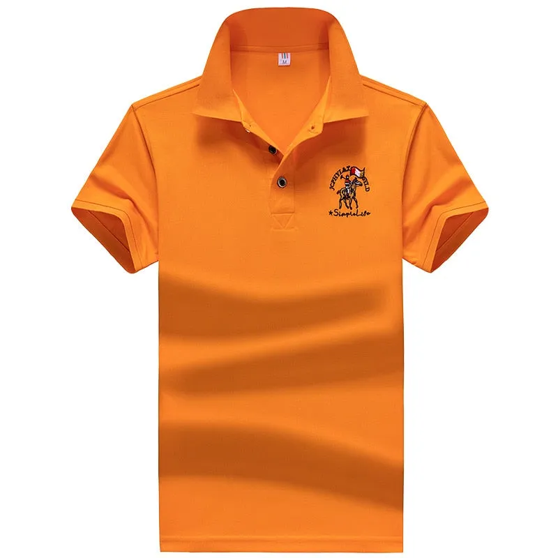 Summer new Men embroidery synthetic fiber Fabric polo shirt