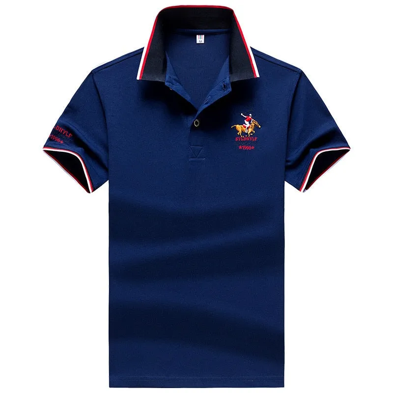 Summer new Men embroidery synthetic fiber Fabric polo shirt