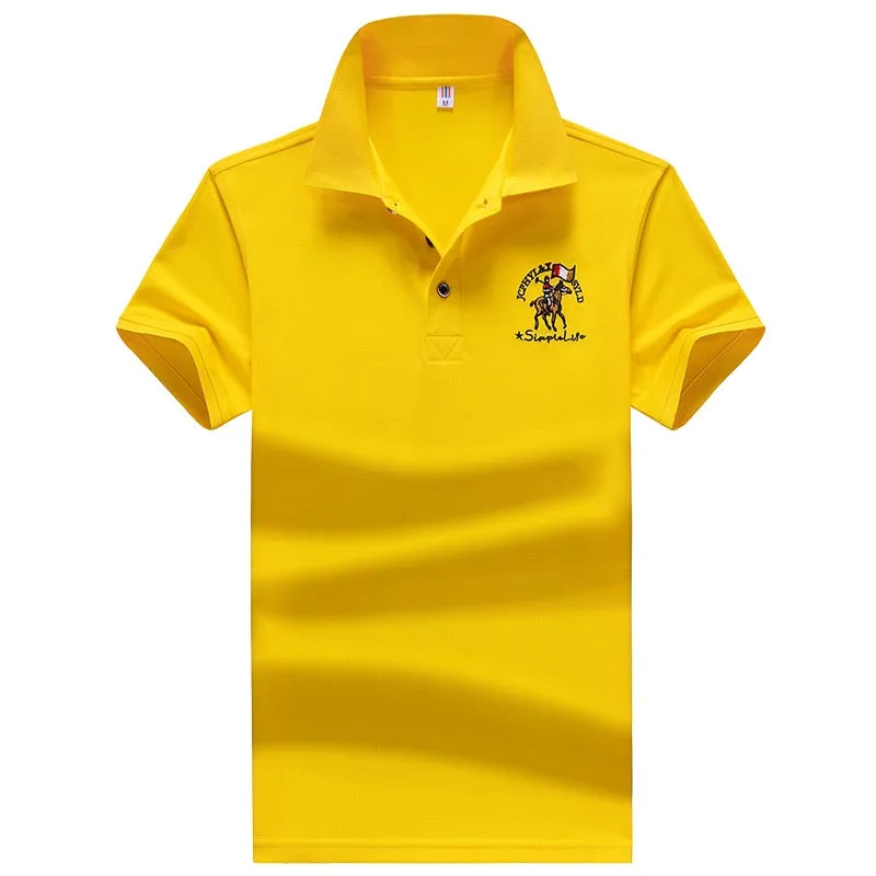 Summer new Men embroidery synthetic fiber Fabric polo shirt