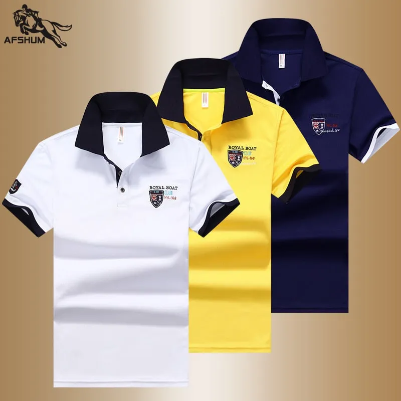 Summer new Men embroidery synthetic fiber Fabric polo shirt