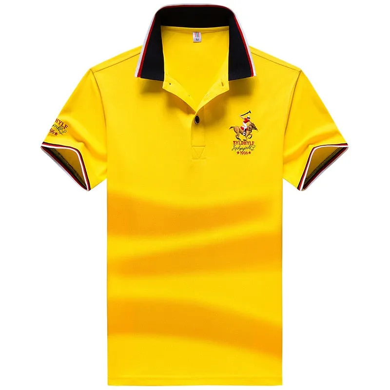 Summer new Men embroidery synthetic fiber Fabric polo shirt