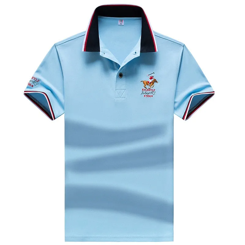 Summer new Men embroidery synthetic fiber Fabric polo shirt