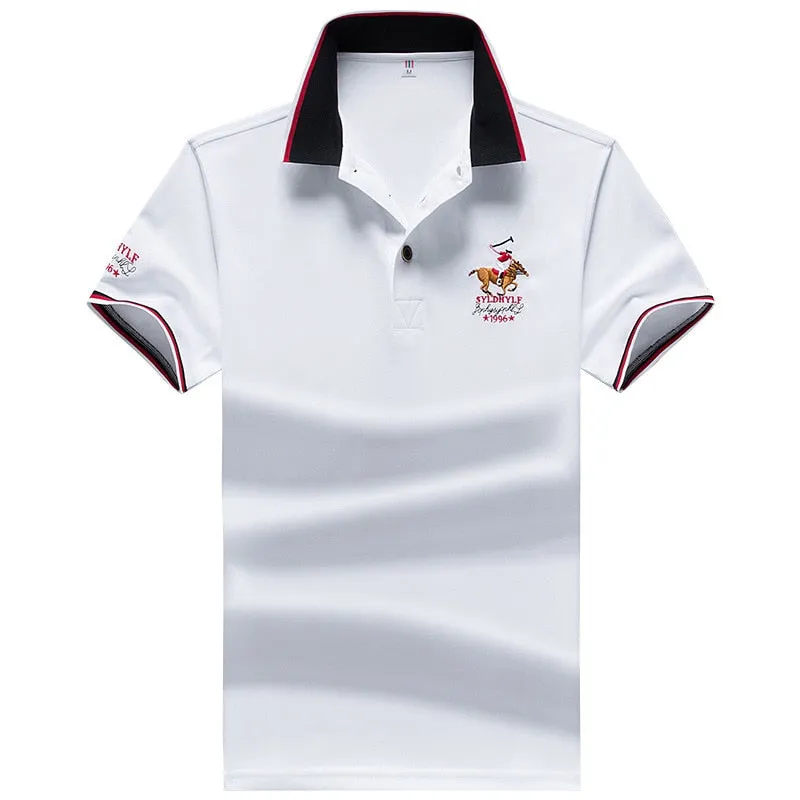 Summer new Men embroidery synthetic fiber Fabric polo shirt