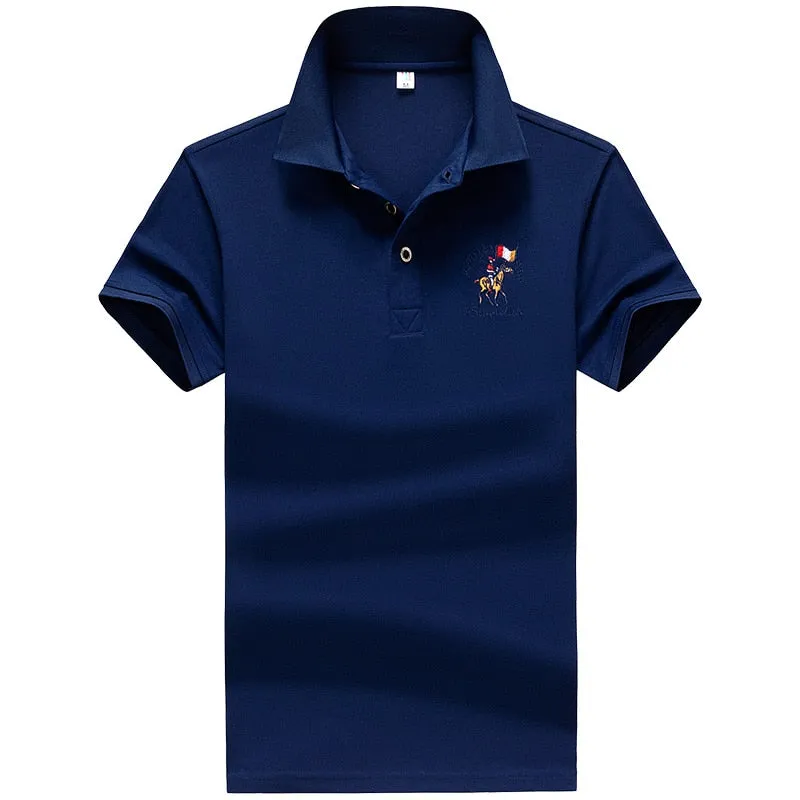 Summer new Men embroidery synthetic fiber Fabric polo shirt