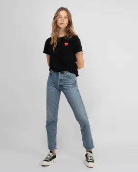 T107 RED HEART T-SHIRT / BLACK