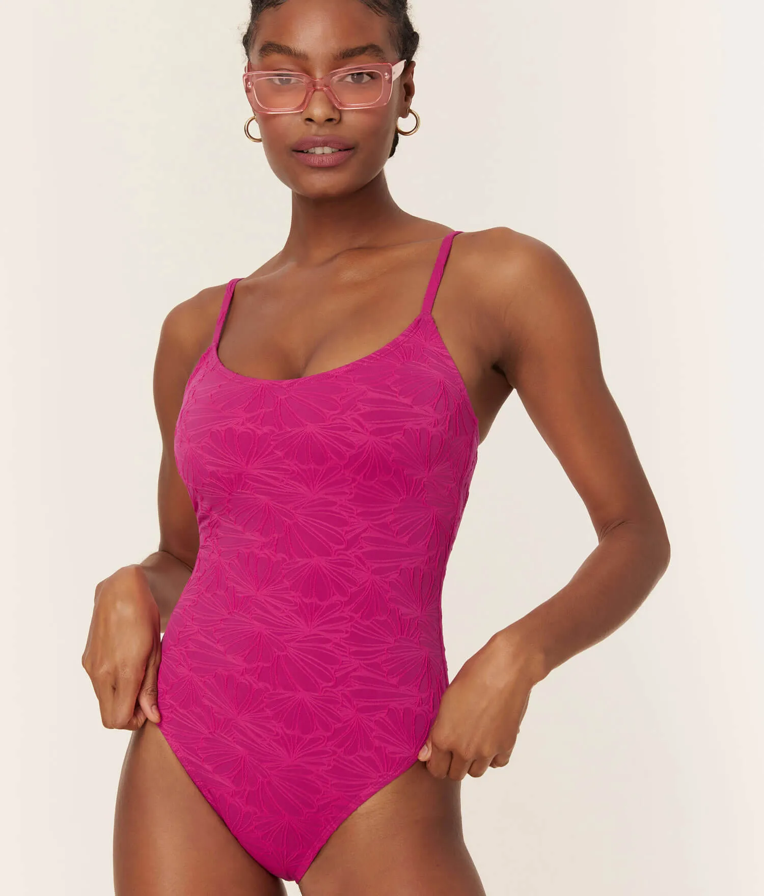 The Amalfi One Piece - Textured Floral - Lava - Long Torso