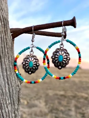 The Be My Beaded Concho Hoop Earrings