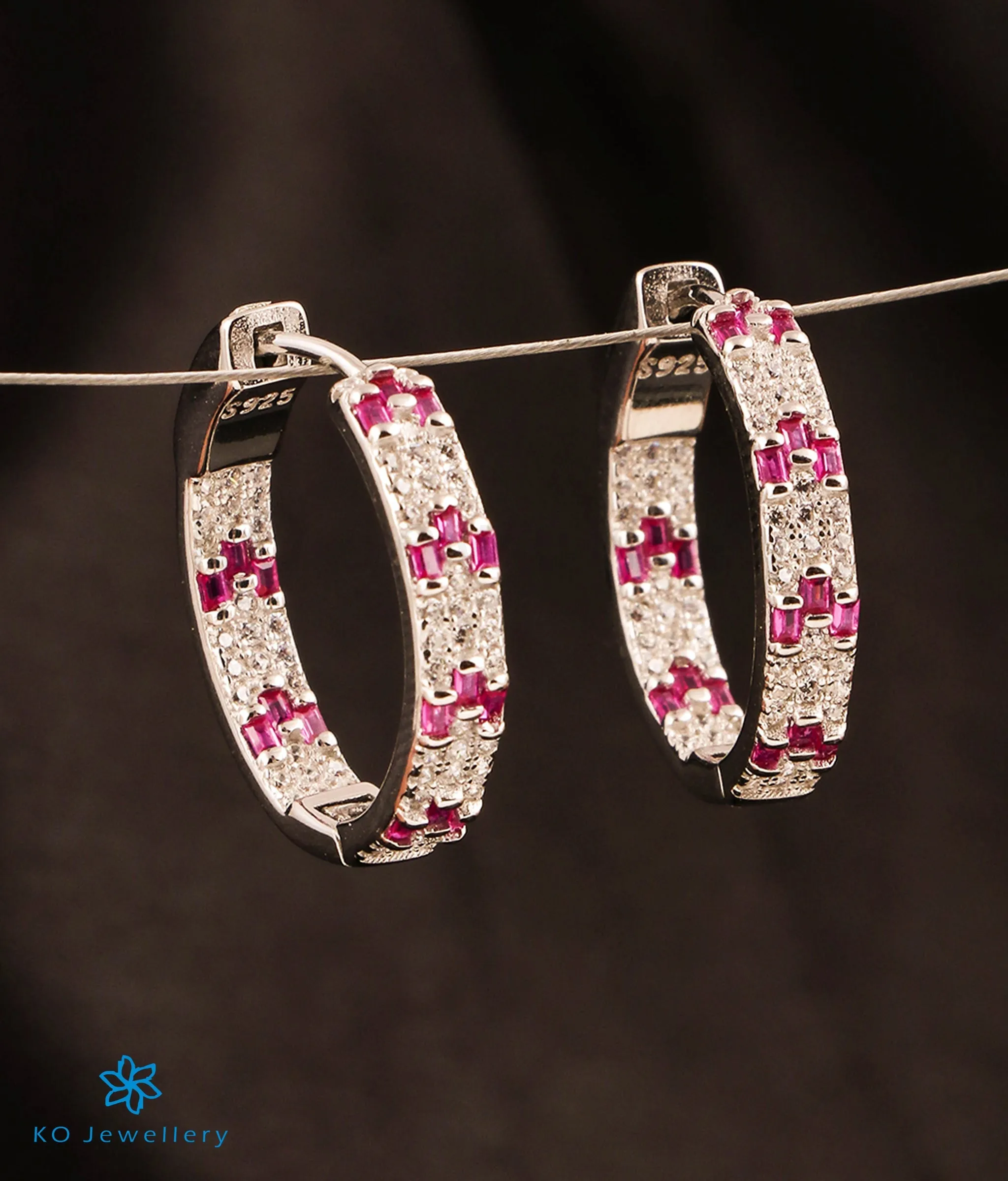 The Flame Sparkle Silver Hoops