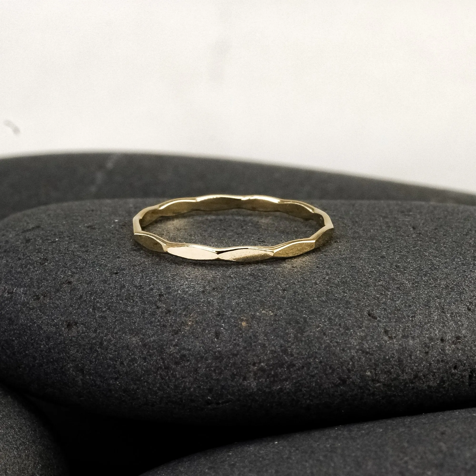 Tiny Hammered Gold Band