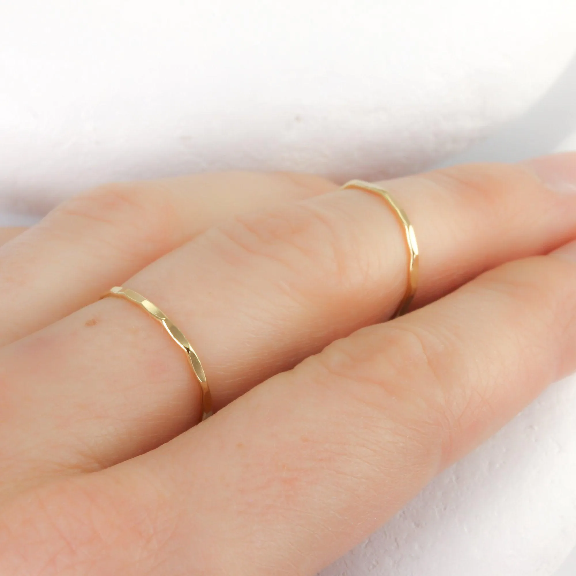 Tiny Hammered Gold Band