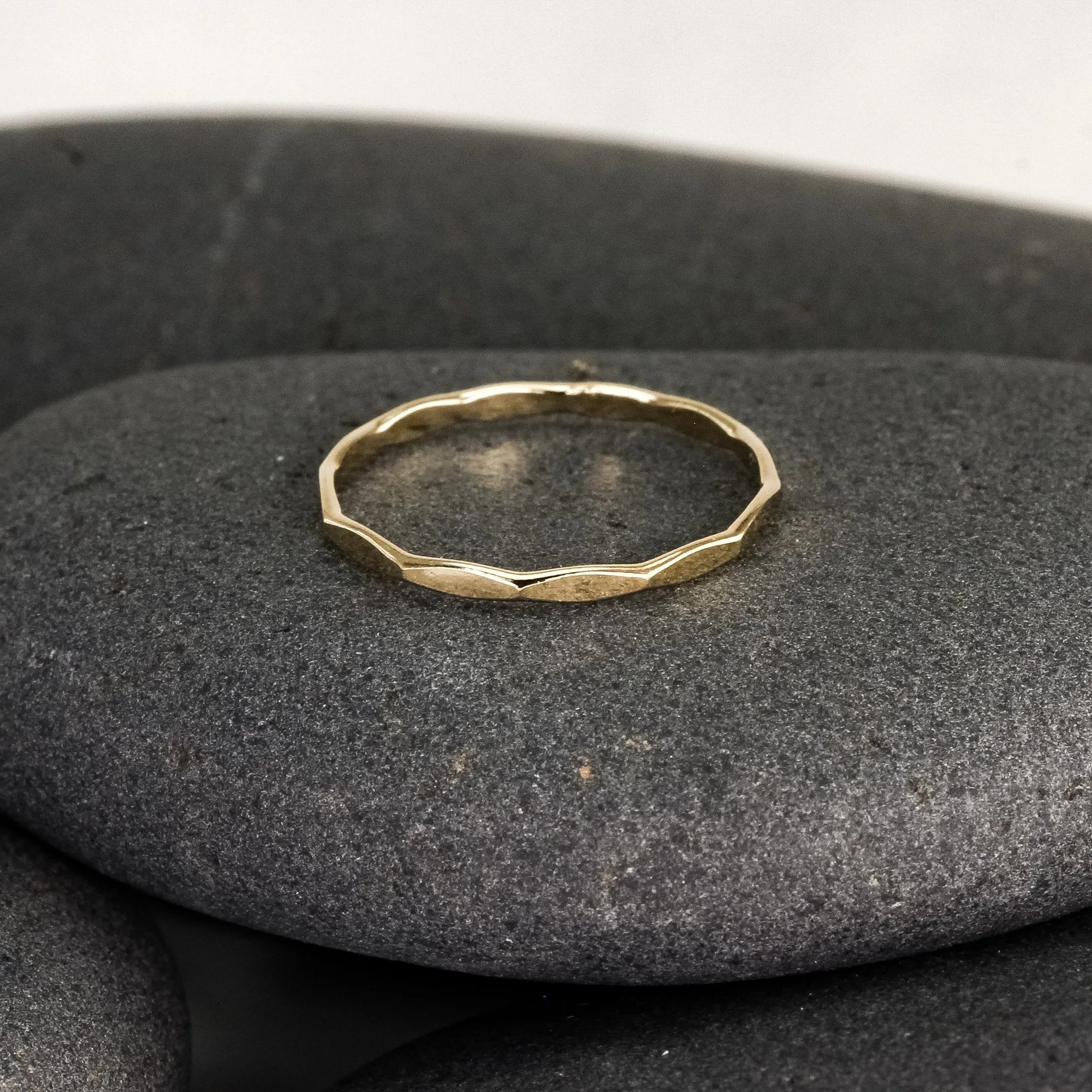 Tiny Hammered Gold Band