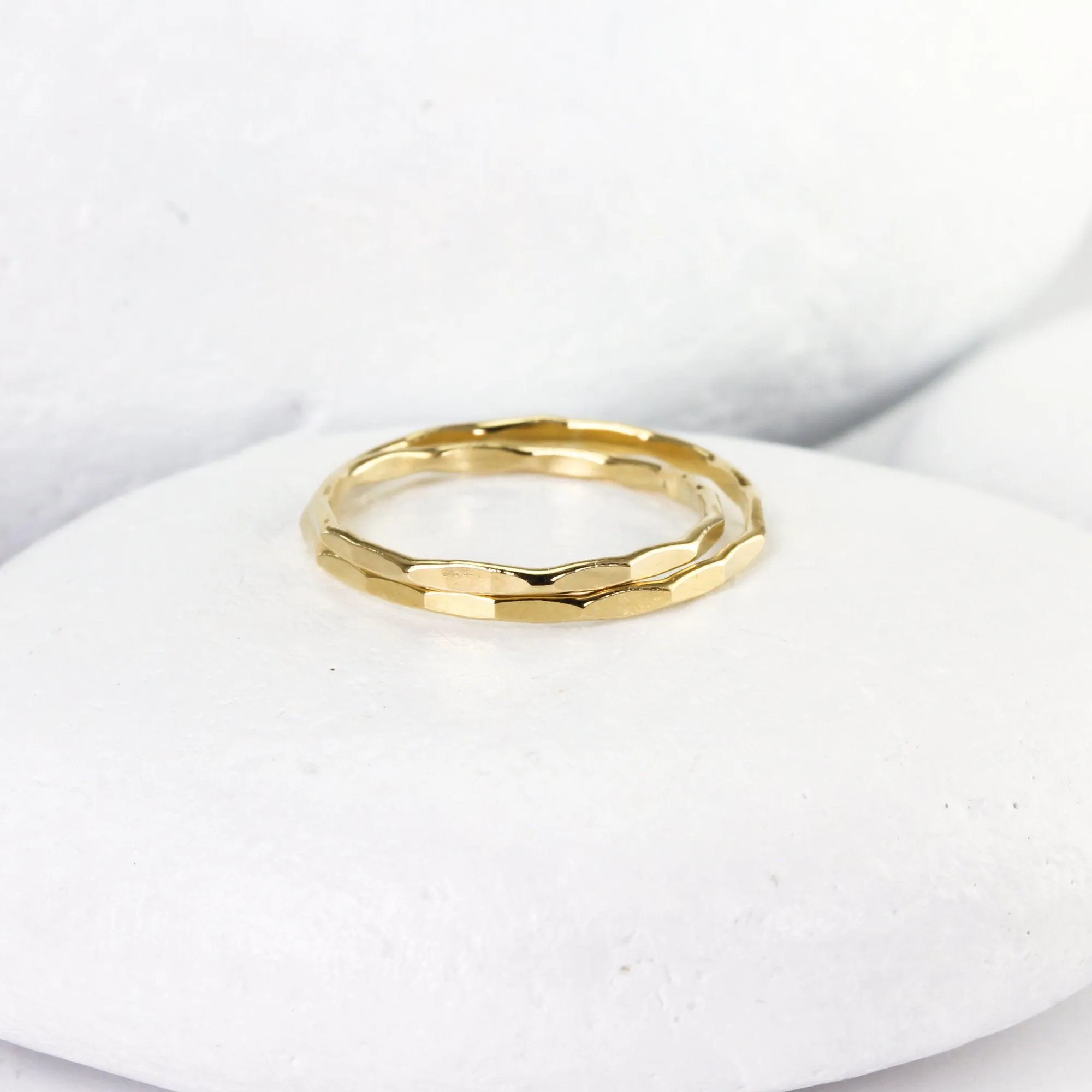 Tiny Hammered Gold Band